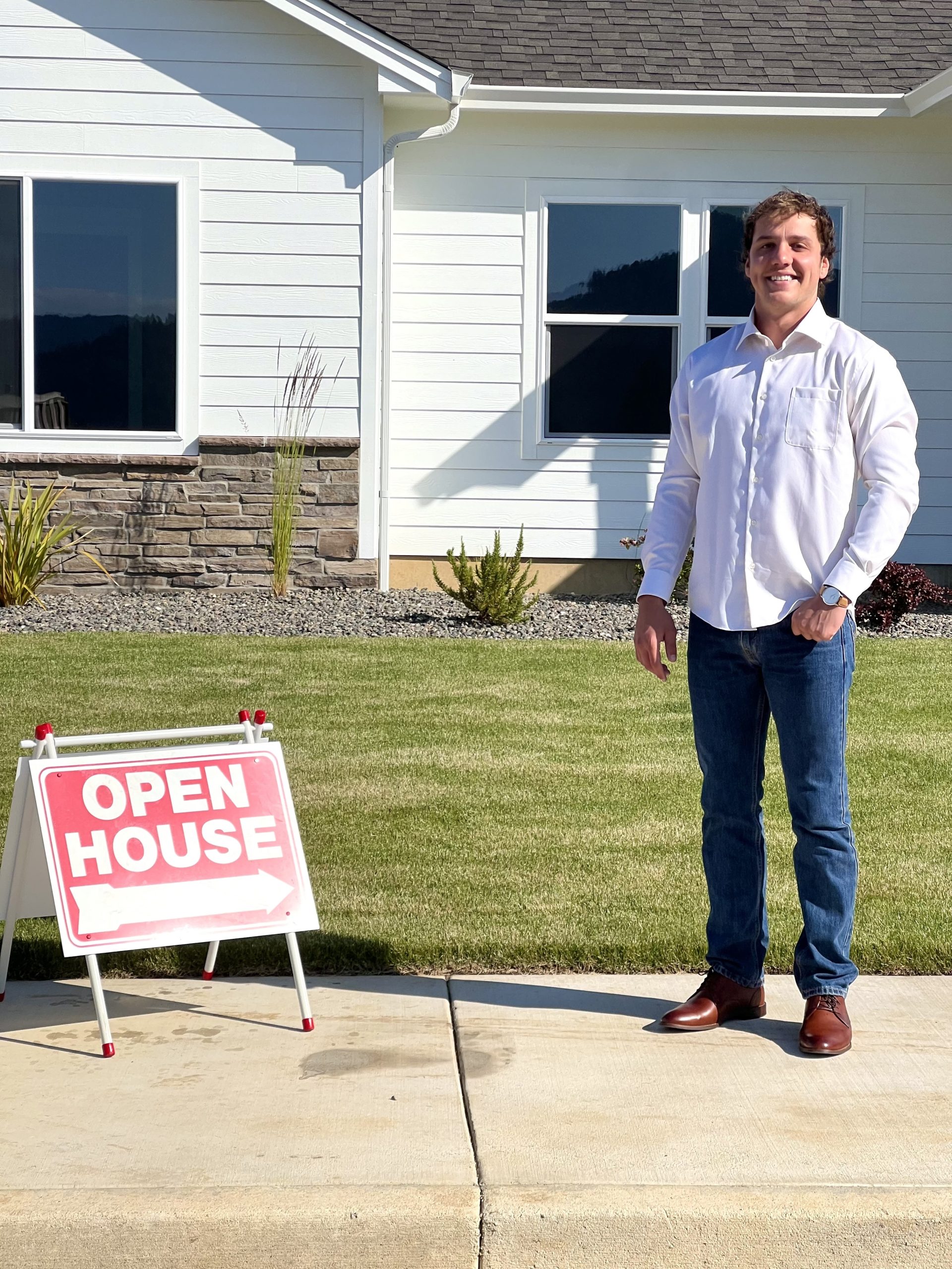Noah Avery working an open house as a realtor.